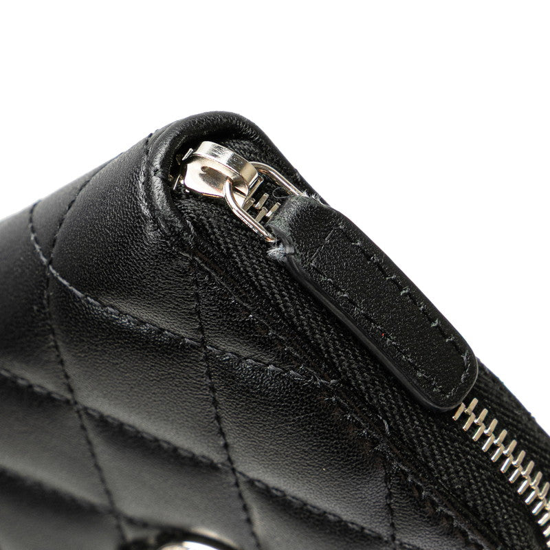 シャネル ココマーク ジップコインパース コインケース ブラック ラムスキン ラインストーン レディース CHANEL 【中古】