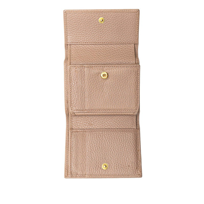 グッチ GGマーモント 三つ折り財布 546584 グレージュ レザー レディース GUCCI 【中古】