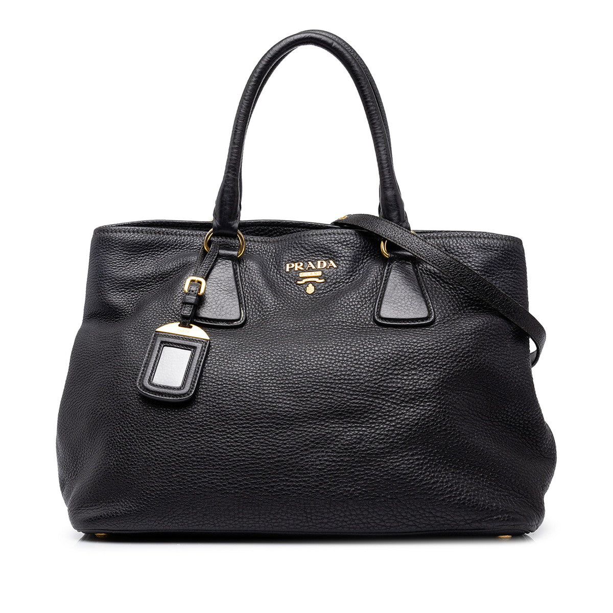 プラダ ロゴ ハンドバッグ ショルダーバッグ 2WAY ブラック レザー レディース PRADA 中古