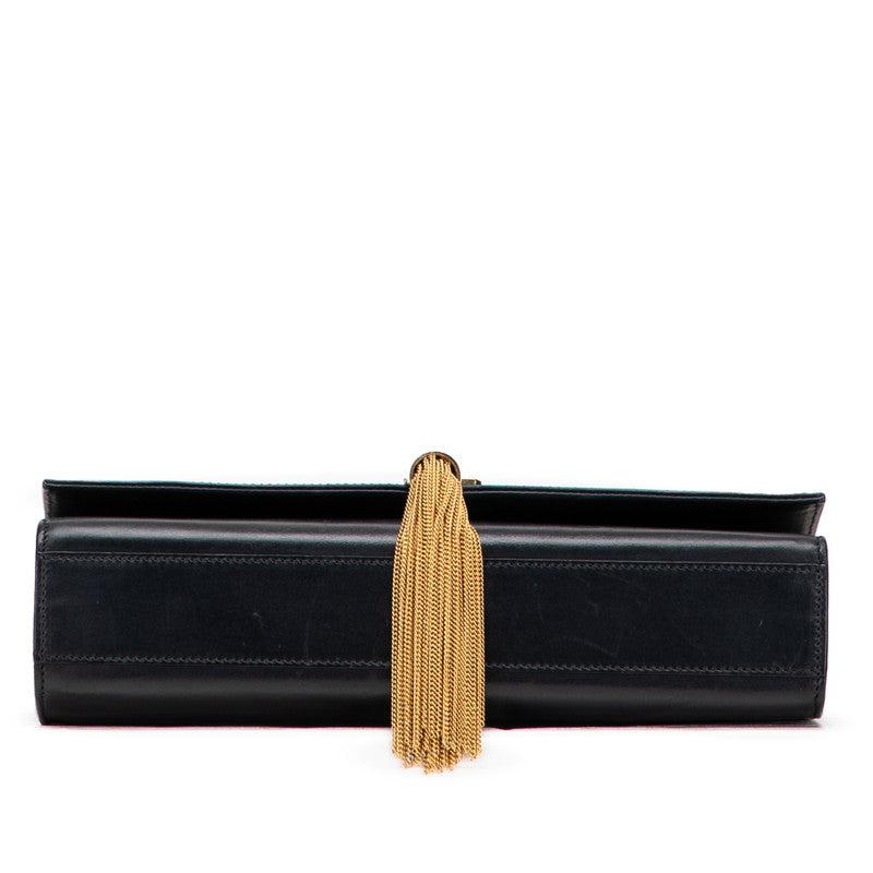 サンローラン YSLロゴ タッセル チェーンショルダーバッグ ブラック レザー レディース SAINT LAURENT 【中古】