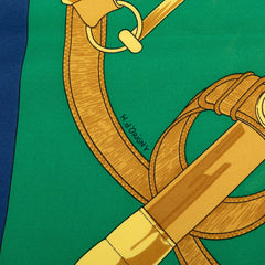 エルメス カレ90 Eperon d'or エプロンドール スカーフ 大判 グリーン系 マルチカラー シルク レディース HERMES 中古