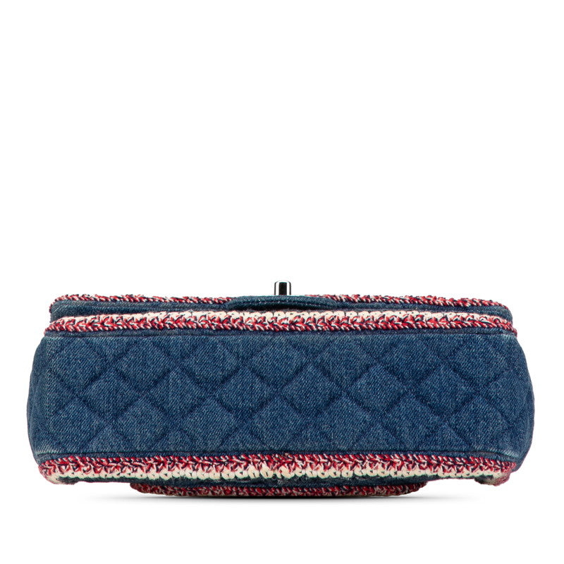 シャネル マトラッセ ココマーク チェーン ショルダーバッグ ハンドバッグ ブルー レッド デニム レディース CHANEL 【中古】