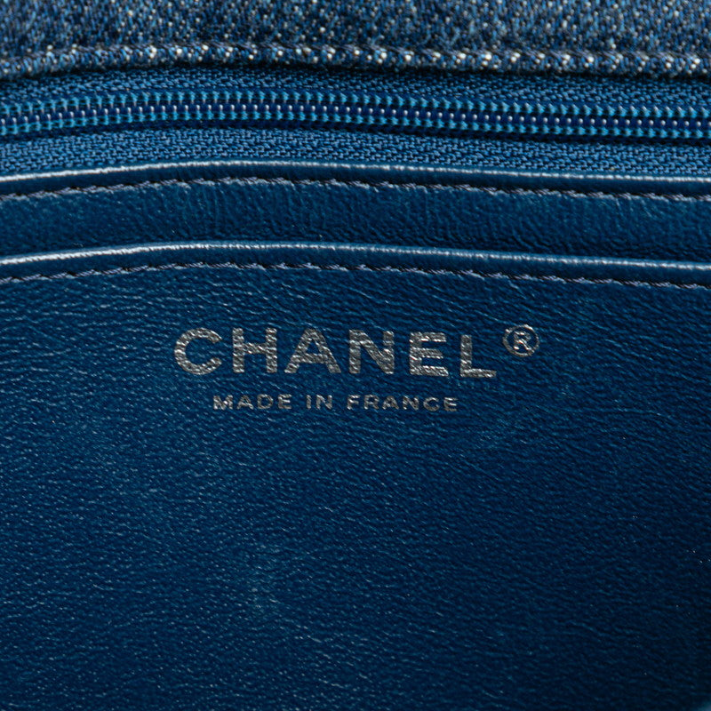 シャネル マトラッセ ココマーク チェーン ショルダーバッグ ハンドバッグ ブルー レッド デニム レディース CHANEL 【中古】