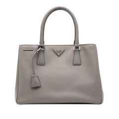 プラダ 三角ロゴプレート ガレリア ハンドバッグ BN1874 グレー サフィアーノレザー レディース PRADA 中古