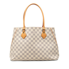 ルイ ヴィトン ダミエ アズール カルヴ トートバッグ ショルダーバッグ N41449 ホワイト ピンク PVC レザー レディース LOUIS VUITTON 【中古】