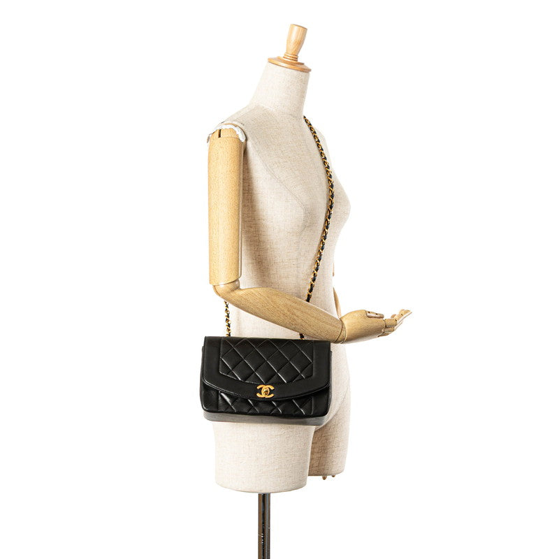 シャネル マトラッセ ダイアナ22 斜め掛け チェーン ショルダーバッグ A01164 ブラック ラムスキン レディース CHANEL 【中古】