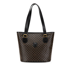 セリーヌ マカダム ハンドバッグ トートバッグ ブラック ブラウン PVC レザー レディース CELINE 【中古】