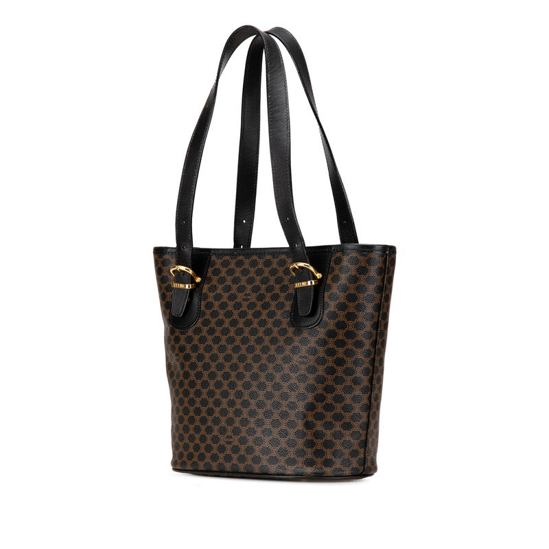 セリーヌ マカダム ハンドバッグ トートバッグ ブラック ブラウン PVC レザー レディース CELINE 【中古】