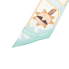 エルメス ツイリー FUNNY ICE CREAM ファニーアイスクリーム スカーフ ブルー系 ホワイト シルク レディース HERMES 【中古】