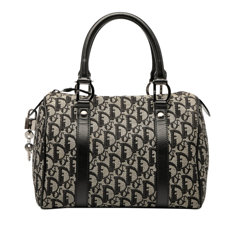 ディオール トロッター ハンドバッグ ミニボストンバッグ ブラック キャンバス レザー レディース Dior 【中古】