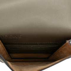 ロエベ アナグラム ガセット フラット ショルダーバッグ カーキグリーン ブラック レザー レディース LOEWE 【中古】