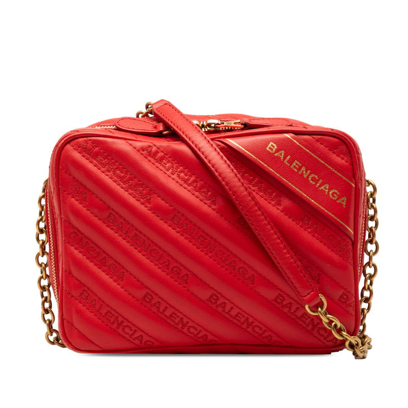 バレンシアガ ブランケットリポーターXS チェーン ショルダーバッグ レッド レザー レディース BALENCIAGA 【中古】