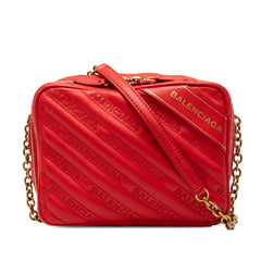 バレンシアガ ブランケットリポーターXS チェーン ショルダーバッグ レッド レザー レディース BALENCIAGA 【中古】