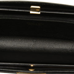 ディオール CDロゴ チェーン ショルダーバッグ クラッチバッグ ブラック レザー レディース Dior 中古