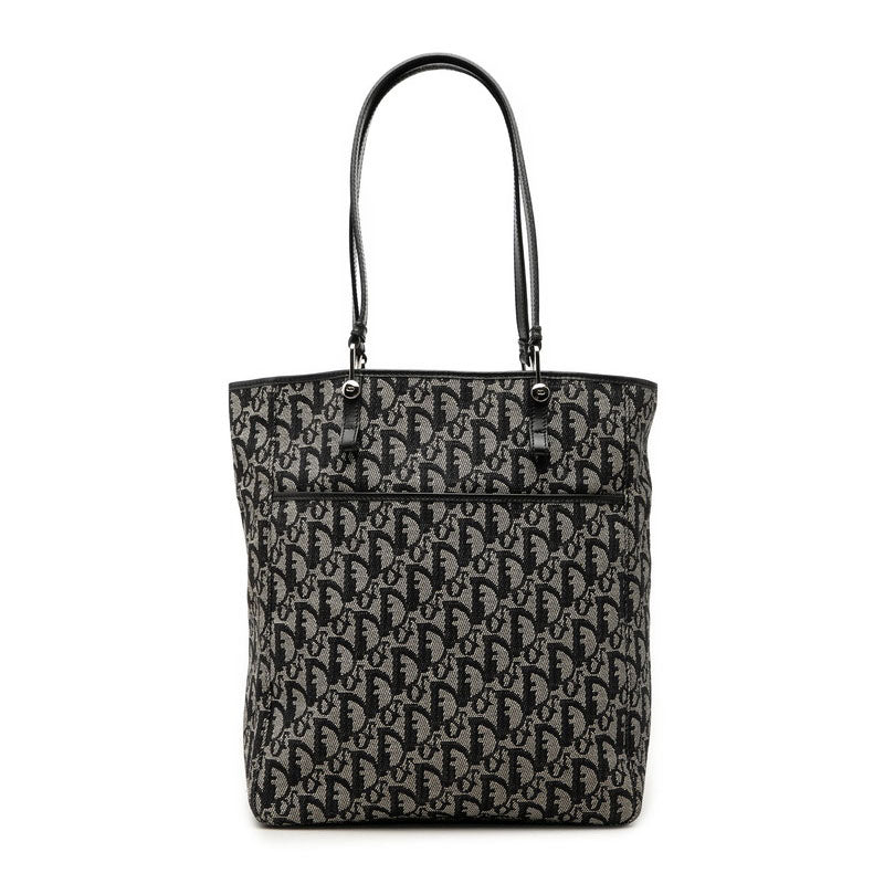 ディオール トロッター トートバッグ ハンドバッグ ショルダー ネイビー キャンバス レザー レディース Dior 【中古】