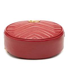 グッチ GGマーモント 斜め掛け チェーン ショルダーバッグ 550154 レッド レザー レディース GUCCI 【中古】