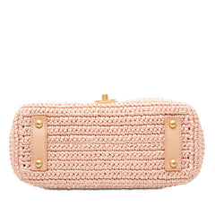 シャネル ココマーク チェーン ショルダーバッグ ピンク ストロー レディース CHANEL 【中古】