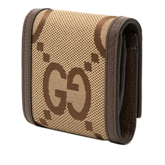 グッチ ジャンボGG バンブー 二つ折り財布 658635 ベージュ ブラウン キャンバス レザー レディース GUCCI 【中古】