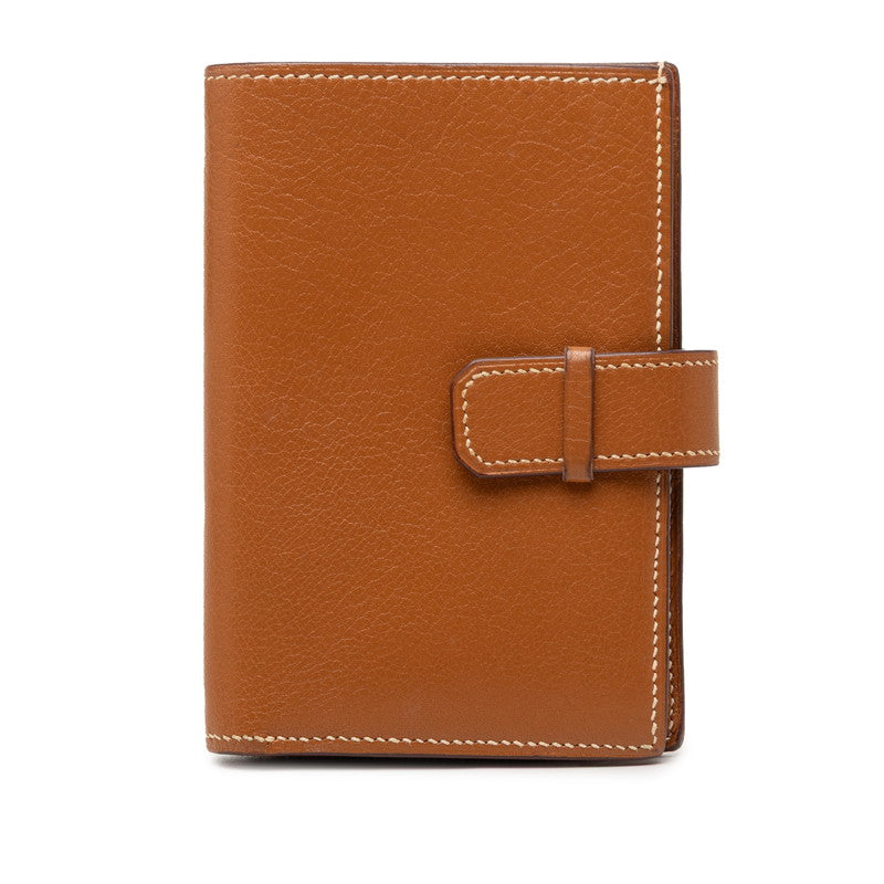 エルメス ジュラ 二つ折り財布 ブラウン シェーブル レディース HERMES 【中古】