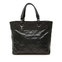 シャネル パリビアリッツMM トートバッグ ブラック レザー コーティングキャンバス レディース CHANEL 【中古】
