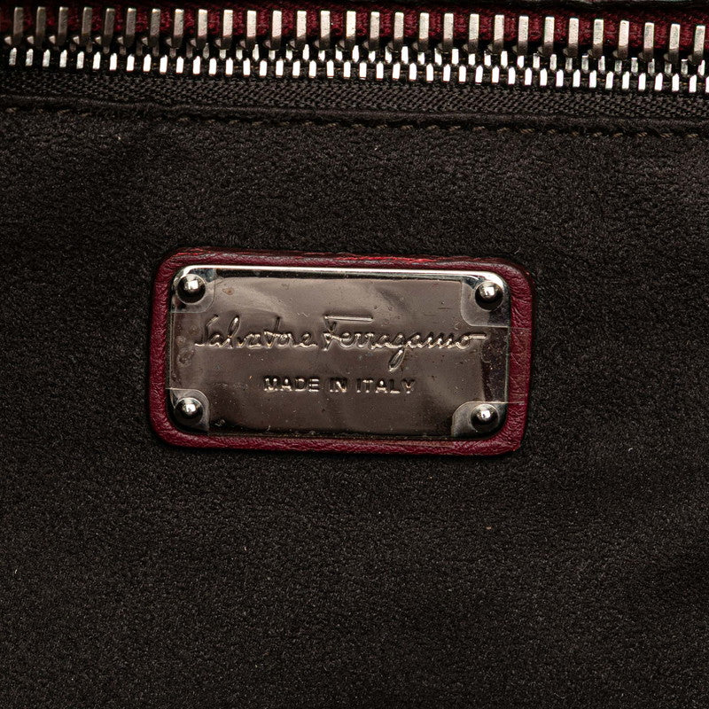 サルヴァトーレフェラガモ ガンチーニ ショルダーバッグ ワインレッド系 レザー レディース Salvatore Ferragamo 【中古】