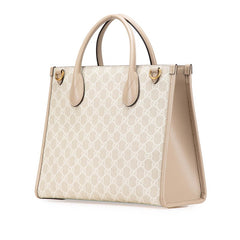 グッチ GGスプリーム トートバッグ ショルダーバッグ 2WAY 659983 ベージュ ホワイト PVC レザー レディース GUCCI 【中古】