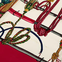 エルメス カレ90 Pasementerie 紐飾り スカーフ レッド ホワイト マルチカラー シルク レディース HERMES 【中古】
