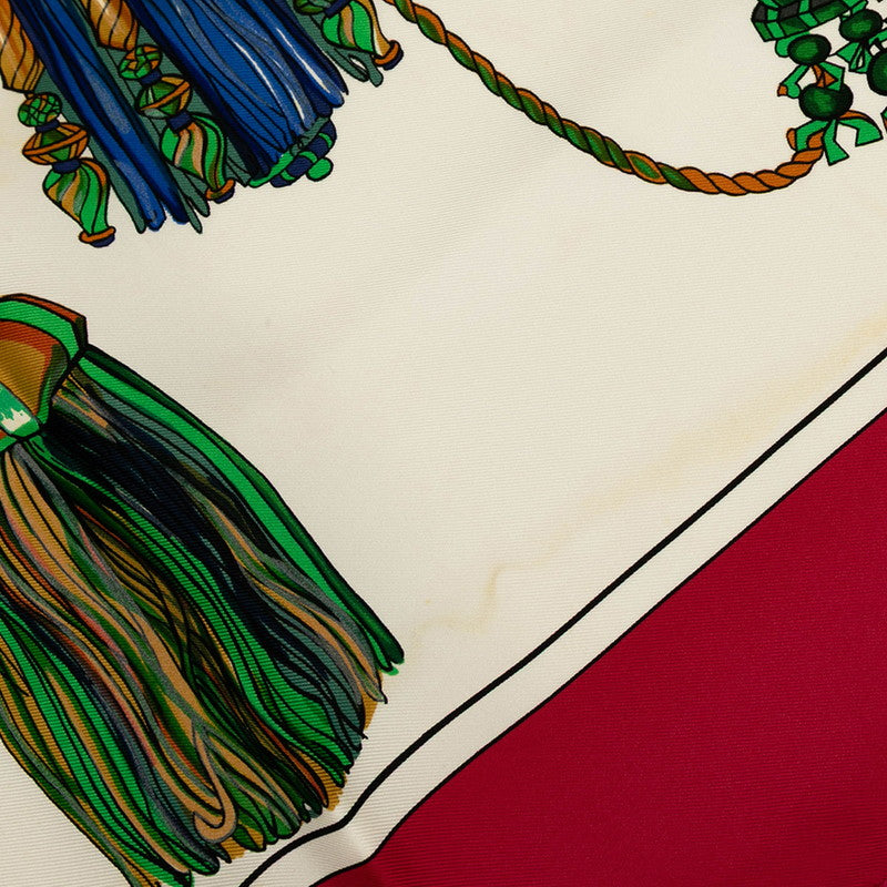 エルメス カレ90 Pasementerie 紐飾り スカーフ レッド ホワイト マルチカラー シルク レディース HERMES 【中古】