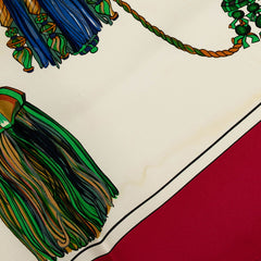 エルメス カレ90 Pasementerie 紐飾り スカーフ レッド ホワイト マルチカラー シルク レディース HERMES 【中古】