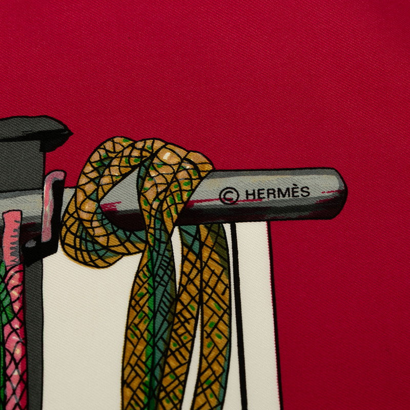 エルメス カレ90 Pasementerie 紐飾り スカーフ レッド ホワイト マルチカラー シルク レディース HERMES 【中古】