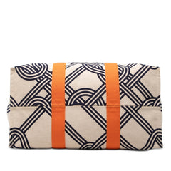 エルメス ヌー マラン トートバッグ ベージュ オレンジ ネイビー コットン レディース HERMES 【中古】