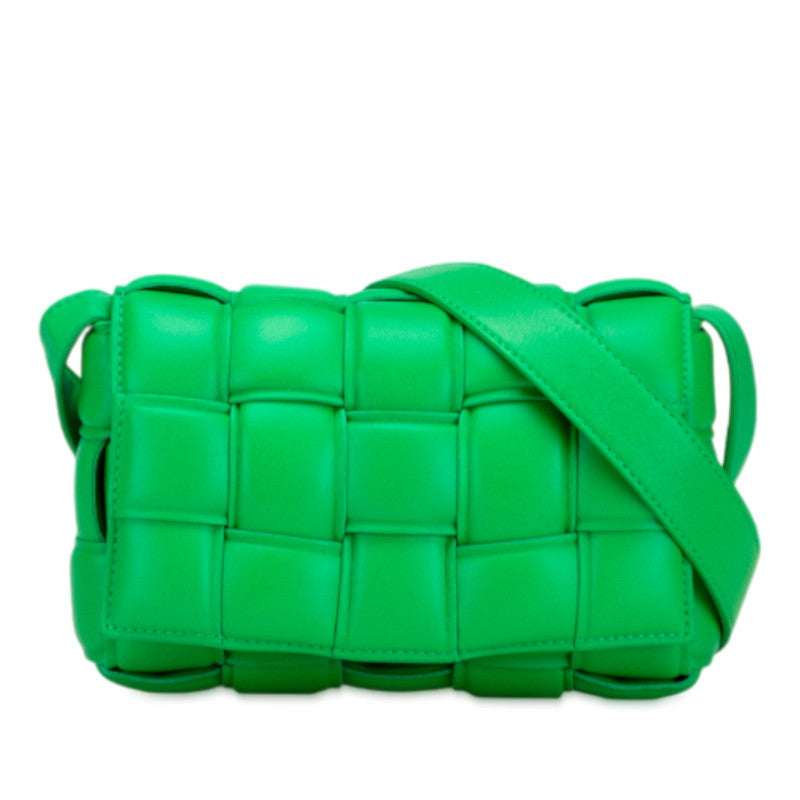 ボッテガヴェネタ マキシイントレチャート カセット ショルダーバッグ グリーン レザー レディース BOTTEGAVENETA 【中古】