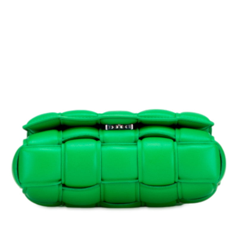 ボッテガヴェネタ マキシイントレチャート カセット ショルダーバッグ グリーン レザー レディース BOTTEGAVENETA 【中古】