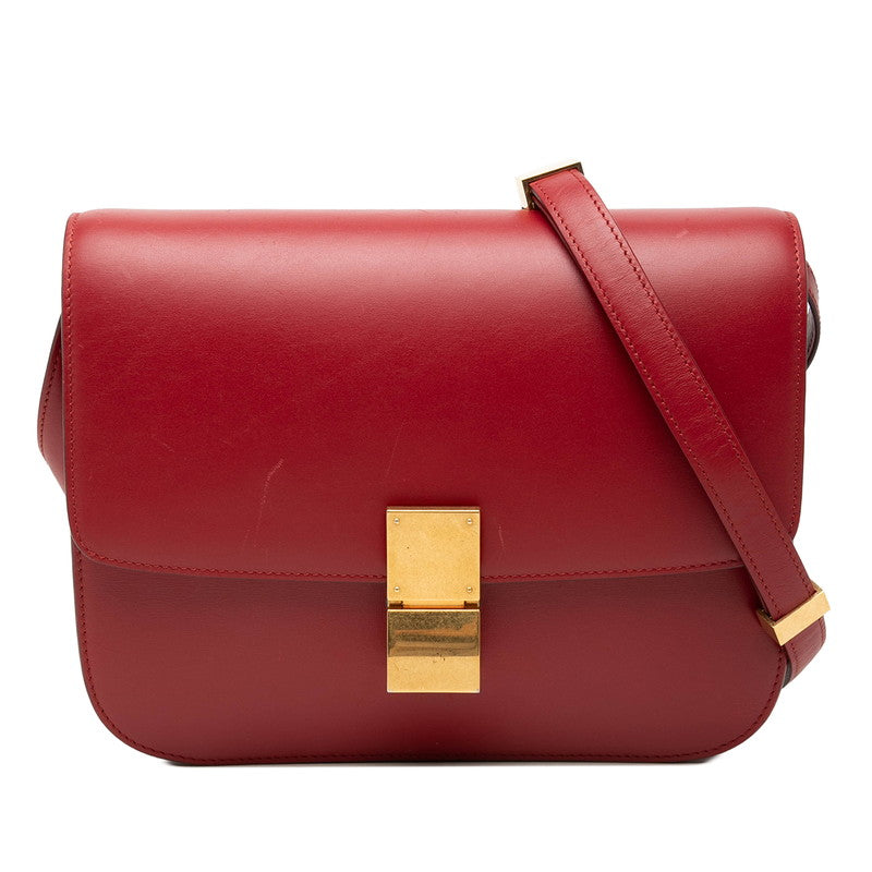 セリーヌ クラシックボックス 斜め掛け ショルダーバッグ レッド レザー レディース CELINE 【中古】