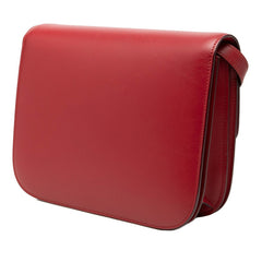 セリーヌ クラシックボックス 斜め掛け ショルダーバッグ レッド レザー レディース CELINE 【中古】