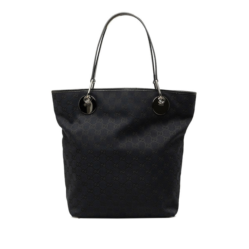 グッチ GGキャンバス トートバッグ ハンドバッグ 120836 ブラック キャンバス レザー レディース GUCCI 中古