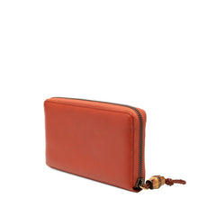 グッチ バンブー ラウンドファスナー 長財布 339178 オレンジ レザー レディース GUCCI 【中古】