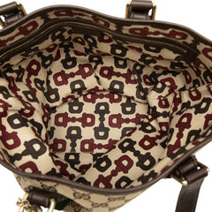 グッチ GGキャンバス シェリーライン トートバッグ 162899 ベージュ ブラウン キャンバス レザー レディース GUCCI 中古