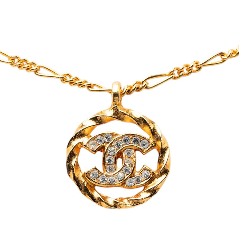 シャネル ココマーク ネックレス ゴールド メッキ ラインストーン レディース CHANEL 【中古】