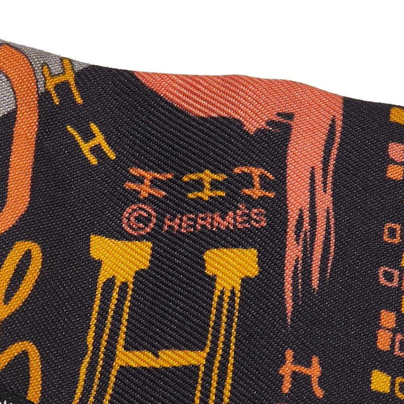 エルメス ツイリー 1001H 千と一のH スカーフ ブラック グレー オレンジ シルク レディース HERMES 【中古】