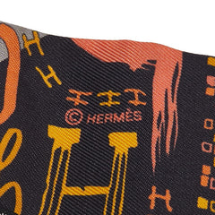 エルメス ツイリー 1001H 千と一のH スカーフ ブラック グレー オレンジ シルク レディース HERMES 【中古】