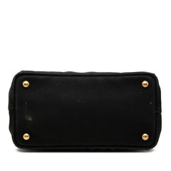 プラダ 三角ロゴプレート カナパミニ ハンドバッグ ショルダーバッグ 2WAY ブラック キャンバス レディース PRADA 【中古】