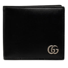 グッチ GGマーモント 二つ折り財布 コンパクトウォレット 428725 ブラック レザー レディース GUCCI 【中古】