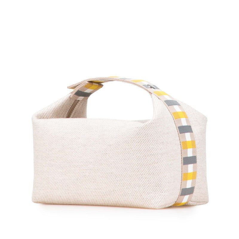 エルメス ブリッド ア ブラック オ カレ GM ハンドバッグ ポーチ ベージュ イエロー トワルシェブロン レディース HERMES 【中古】