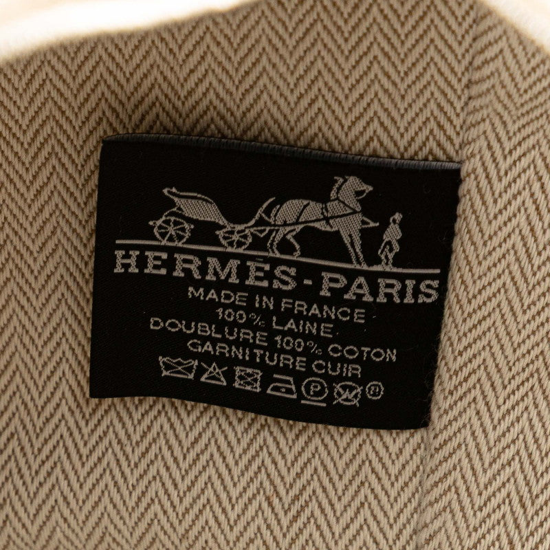 エルメス ブリッド ア ブラック オ カレ GM ハンドバッグ ポーチ ベージュ イエロー トワルシェブロン レディース HERMES 【中古】