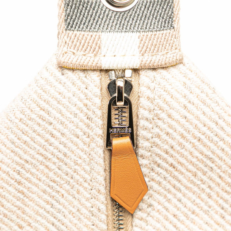 エルメス ブリッド ア ブラック オ カレ GM ハンドバッグ ポーチ ベージュ イエロー トワルシェブロン レディース HERMES 【中古】