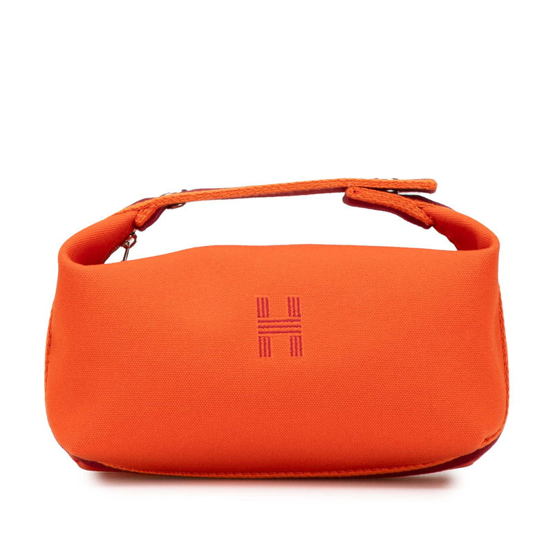エルメス ブリッドアブラックPM ハンドバッグ オレンジ キャンバス レディース HERMES 【中古】