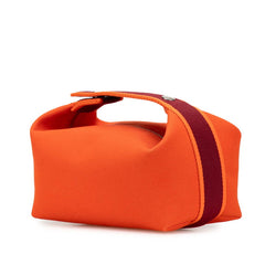 エルメス ブリッドアブラックPM ハンドバッグ オレンジ キャンバス レディース HERMES 【中古】