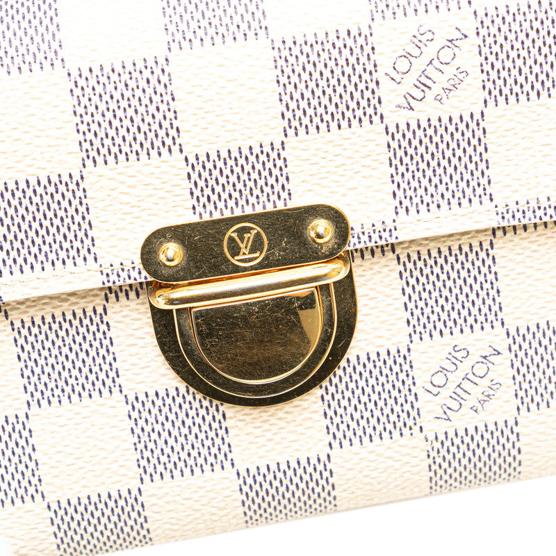 ルイ ヴィトン ダミエ アズール ポルト フォイユ コアラ 三つ折り財布 N60013 ホワイト PVC レディース LOUIS VUITTON 【中古】