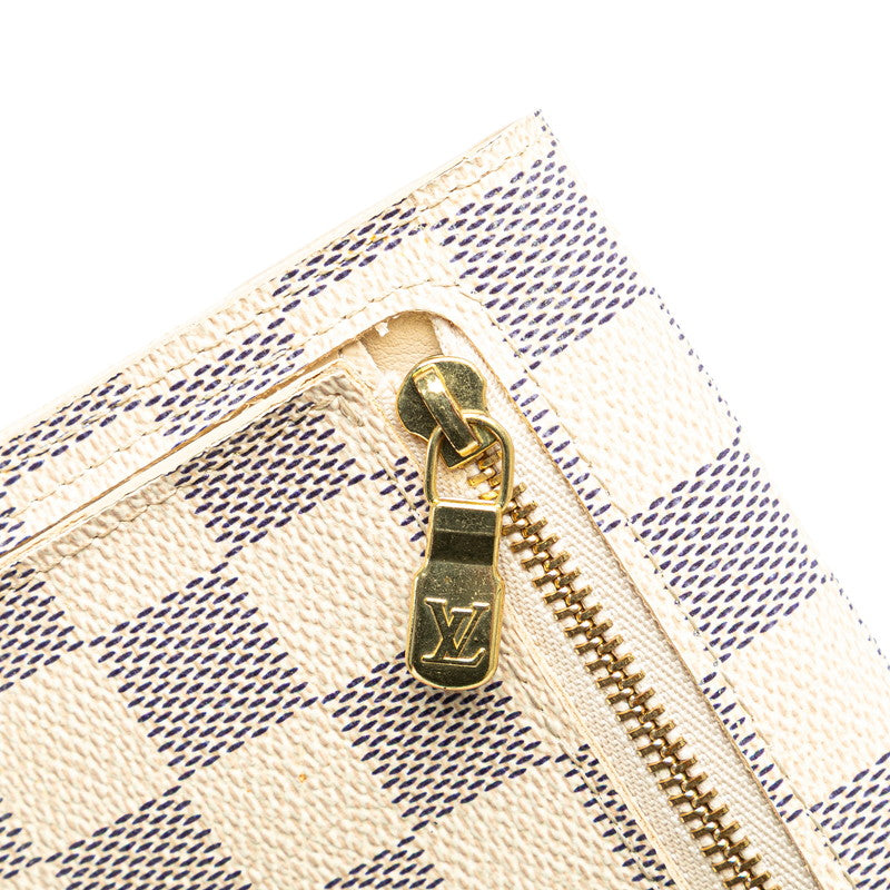 ルイ ヴィトン ダミエ アズール ポルト フォイユ コアラ 三つ折り財布 N60013 ホワイト PVC レディース LOUIS VUITTON 【中古】